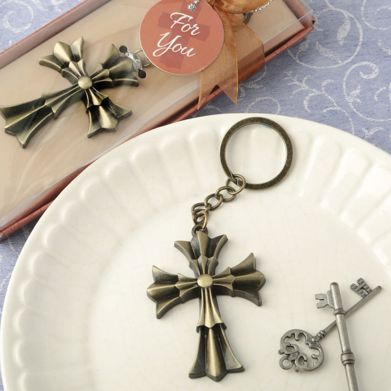 kimsjewelry Cross Initial Key Ring - Cross Keychain, Cross Accessories, Cross Key Ring, Religious Key Ring, Cross Pendant, Christian Keyring, Cross Gift